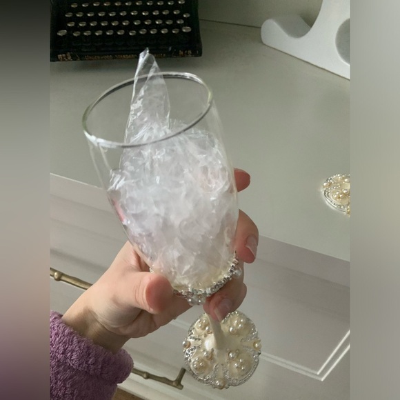 Vintage 90’S Pearl Tall Champagne Flute Glasses Set X 2 BRAND NEW - Picture 12 of 14